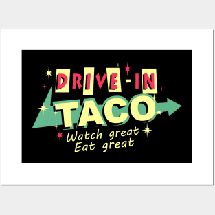 drive in taco retro Posters and Art